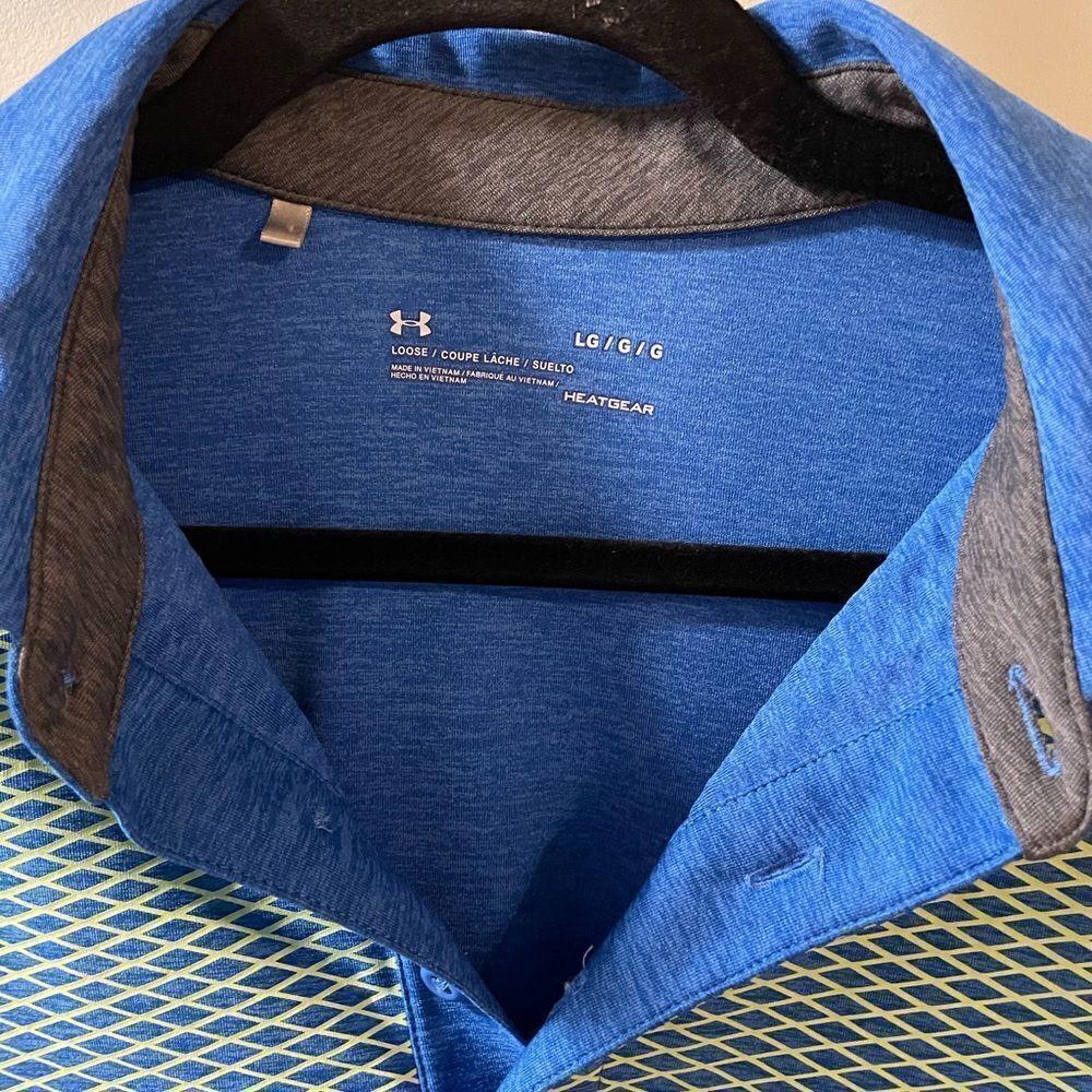 Under Armour Blue Collared Short Sleeve Shirt - Picture 3 of 4